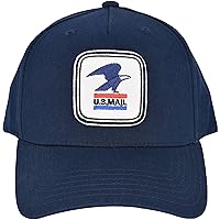 U.S. Mail Baseball Hat, USPS Eagle Embroidered Logo Adjustable Adult Snapback Baseball Cap with Curved Brim, Navy Blue, One Size