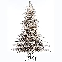 Puleo International Pre-Lit 6.5' Flocked Aspen Fir Artificial Christmas Tree with 500 Lights, Green