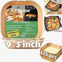Liners for Air Fryer Basket, XL Disposable Air Fryer Paper Liners for Power XL, Chefman, Instant Pot Air Fryer Basket, Air Fryer Parchment Paper Liners 9.5 Inch Square, 125PCS Air Fryer Oven Liners