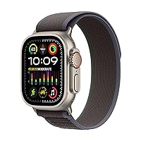 Apple Watch Ultra 2 [GPS + Cellular 49mm] Smartwatch with Rugged Titanium Case & Blue/Black Trail Loop S/M. Fitness Tracker, Precision GPS, Action Button, Extra-Long Battery Life, Carbon Neutral