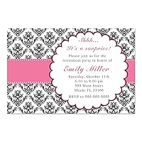 30 Invitations Personalized Adult Retirement Party Pink Black Photo Paper