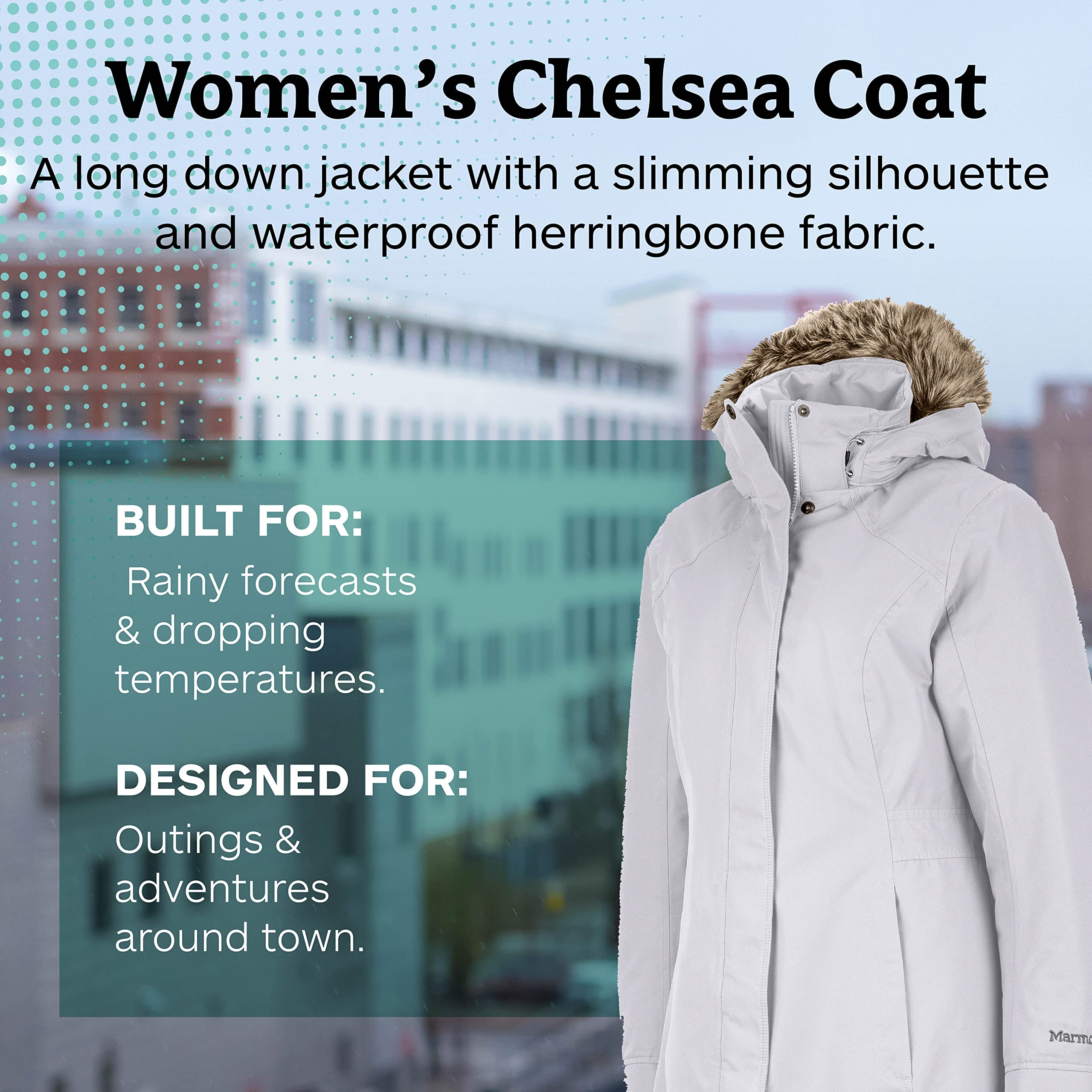 MARMOT Women's Chelsea Waterproof Down Rain Coat, Fill Power 700
