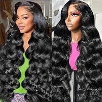 A8 28 inch Lace Front Wig Human Hair Body Wave HD Lace Frontal 13x4 180 Density Glueless Wigs Human Hair Pre Plucked with Baby Hair for Women Natural Black