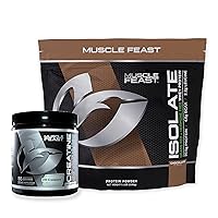 Muscle Feast Creatine + Isolate Bundle: 1 Powder (Unflavored, 300g) + 1 Whey Protein Isolate (Chocolate, 5lb) | Premium Supplements, Vegetarian, Gluten Free