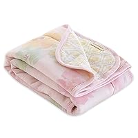 Burts Bees Baby Infant Reversible Blankets 100% Organic Cotton GOTS Certified - Morning Glory Prints with Quilting Pattern Soft Nursery Blanket with 100% Polyester Fill for Size 30 x 40 Inch