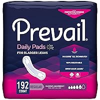 Prevail Incontinence Bladder Control Pads for Women, Maximum Absorbency, Regular Length, 192 Count