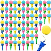 72 Pcs Ice Cream Shooters Toy, 4 Inch Ice Cream Ball Toy, Ice Cream Party Favors Mini Ice Cream Cone Toy Multicolor Ice Cream Foam Ball Launcher for Girls and Boys Carnival Prizes, Party Favors