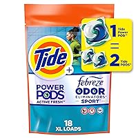 Tide Power Pods Laundry Detergent Pacs with Febreze Sport, 18 Count, Febreze Freshness with Sport Odor Defense