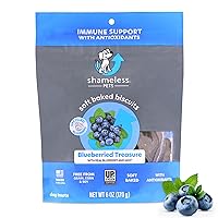 Shameless Pets Soft-Baked Dog Treats, Blueberried Treasure - Natural & Healthy Dog Chews with Mint for Immune Support - Dog Biscuits Baked & Made in USA, Free from Grain, Corn & Soy - 1-Pack