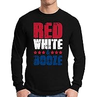 Awkward Styles Men's Red White and Booze Long Sleeve T Shirt Tops USA Flag 4th of July Party