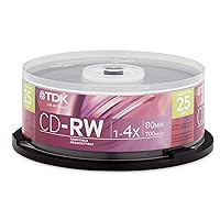TDK 4X 700 MB/80-Minute CD-RW (25-Pack Spindle)
