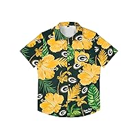 FOCO Men's NFL Team Logo Floral Aloha Tropical Button Up Shirt