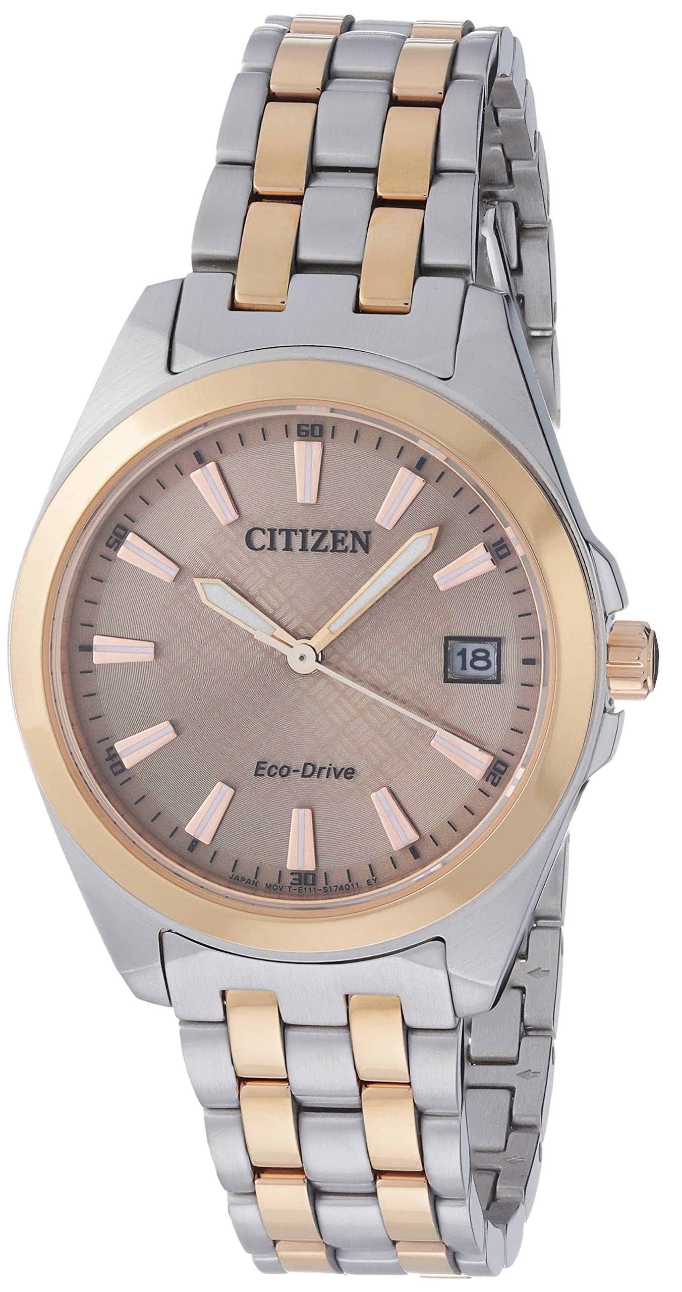 Citizen Eco-Drive Rose Dial Two-Tone Ladies Watch EO1226-59X