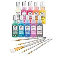 FolkArt Murano Acrylic Craft Paint Kit, 15 Piece Set Including 5 Brushes and 10 Transparent Colors, PROMOMG24