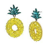 Betsey Johnson Womens Pineapple Drop Earrings