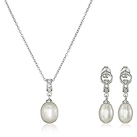 Dangling Cubic Zirconia Pearl Jewelry Set