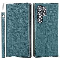 Ｈａｖａｙａ for Samsung Galaxy S23 Ultra Case Wallet Genuine Leather,for Samsung Galaxy S23 Ultra Wallet Case with Card Holder for Women,flip Phone case with Credit Slots-Sky Blue