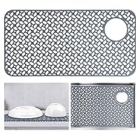 JUSTOGO Silicone Sink Mat 28.2''x 14.2'', Grey Sink Protectors for Kitchen Sink Grid Accessory, 1 PCS Non-slip Sink Mats for Bottom of Kitchen Farmhouse Stainless Steel Porcelain Sink Right & Left