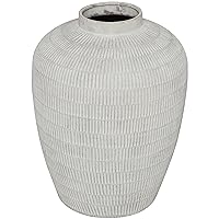Deco 79 Ceramic Decorative Vase Textured Centerpiece Vase with Linear Pattern, Flower Vase for Home Decoration 15