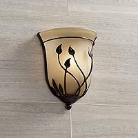 Regency Hill Leaf and Vine Farmhouse Rustic Wall Light Sconce Bronze Hardwired 8 1/2