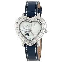 Disney Women's TK1033 Tinkerbell Heart Shape Case Navy Patent Strap Watch