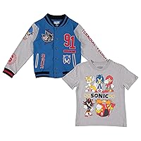 Sega Boys' Sonic The Hedgehog Varsity Jacket & Tee Bundle Set
