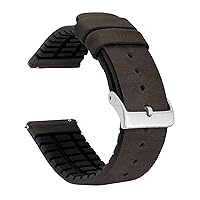 BARTON Leather and Rubber Hybrid Straps with Integrated Quick Release Spring Bars - 316L Stainless Steel - Choose Color - 18mm, 20mm & 22mm Watch Bands