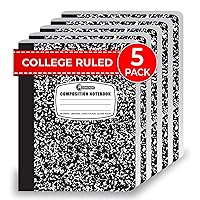College Ruled Composition Notebooks 5 Pack, 200 Pages (100 Sheets), 9-3/4