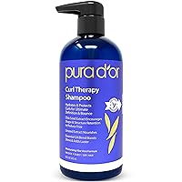 PURA D'OR Curl Therapy Shampoo (16oz) for Curly, Wavy or Frizzy Hair, Improves Shine, Definition & Bounce, Gentle Sulfate Free Formula Infused with Natural & Organic Ingredients, for Men and Women