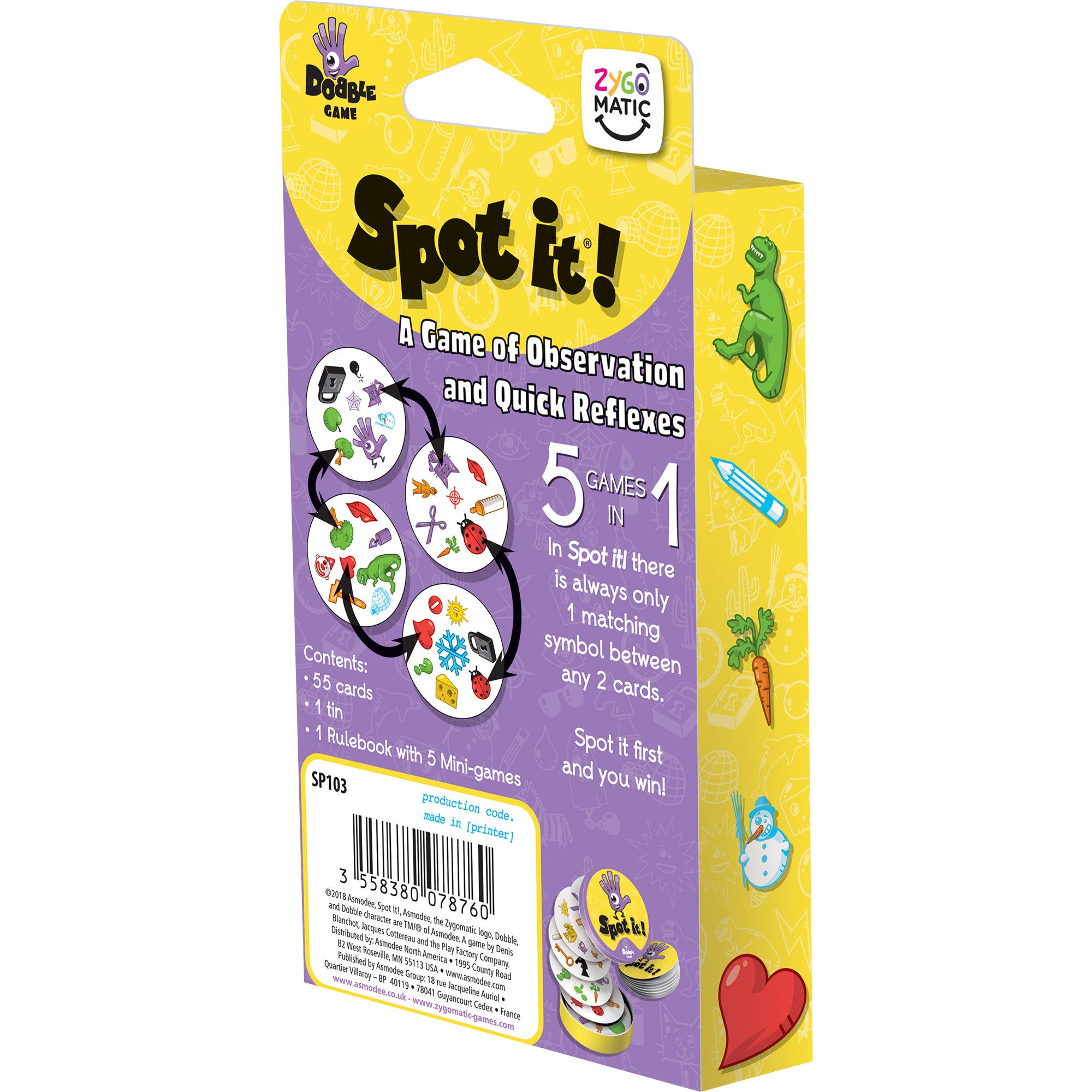 Spot It! Classic Card Game (Eco-Blister)| Matching Game | Fun Kids Game for Family Game Night | Travel Game for Kids | Great Gift | Ages 6+ | 2-8 Players | Avg. Playtime 15 Mins | Made by Zygomatic