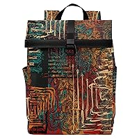 ALAZA Tribal Paisley Floral Pattern Backpack Roll-Top Daypack Laptop Work Travel College Bag for Men Women Fits 15.6 Inch Laptop