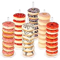 Donut Stand 6 Pack, Acrylic Bagel Stand, Clear Doughnut Holder, Donut Display Stand for Dessert Table, Bagel Display Tower for Birthday, Wedding, Baby Shower, Christmas, Party