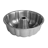 Heavy Duty Nonstick Bakeware Carbon Steel Fluted Tube Bundt Pan with Quick Release Coating, Manufactured without PFOA, Dishwasher Safe, Oven Safe, 9-Inch, Gray