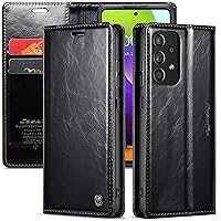 XYX Wallet Case for Samsung Galaxy A53 5G, Crazy Horse Texture Retro PU Leather Wallet Case Cover with Magnetic Kickstand Card Slots, Black