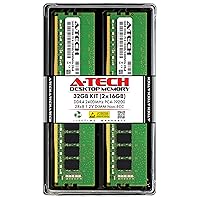 A-Tech 32GB (2x16GB) DDR4 2400 MHz UDIMM PC4-19200 (PC4-2400T) CL17 DIMM 2Rx8 Non-ECC Desktop RAM Memory Modules