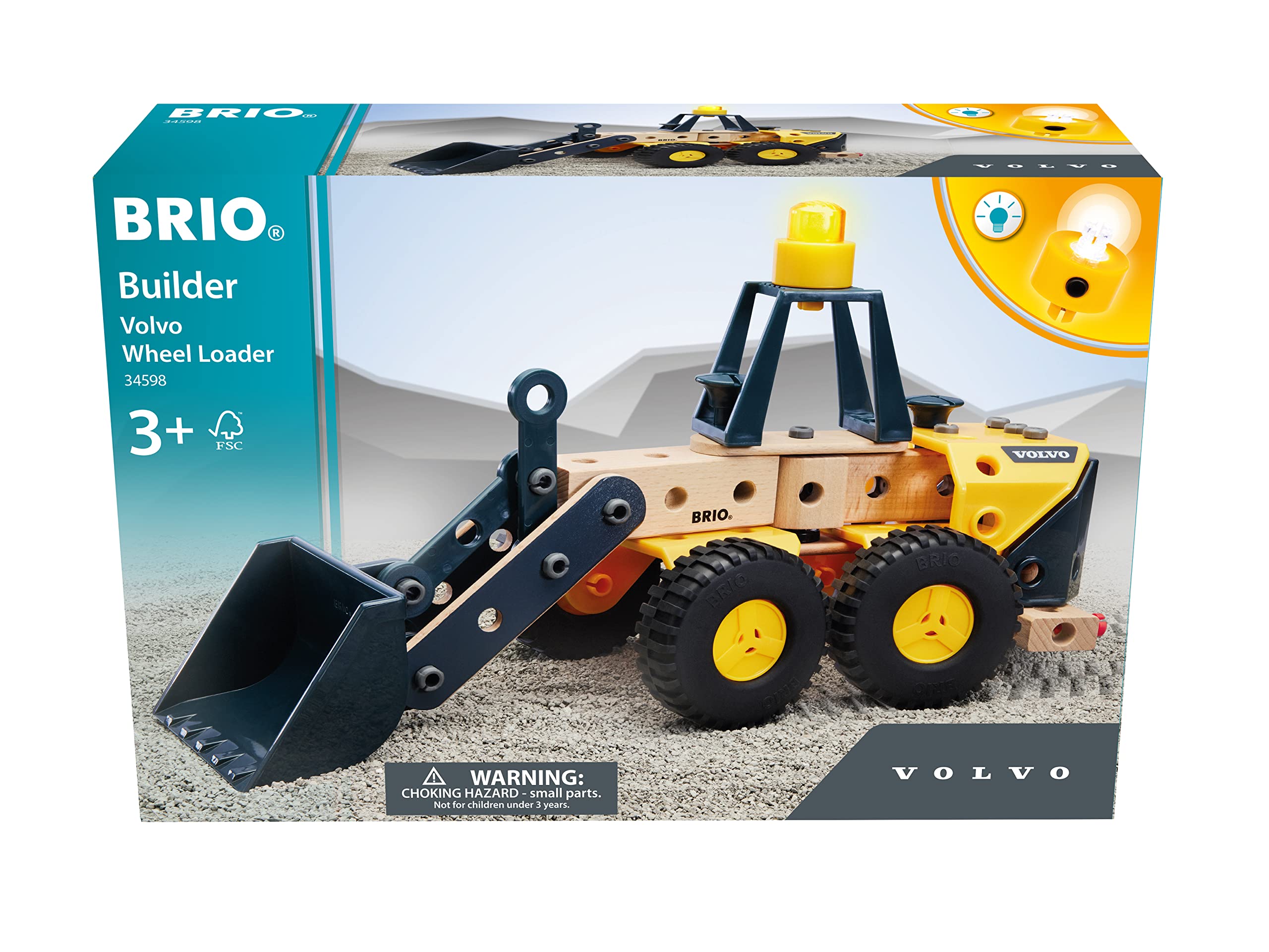 BRIO Builder - 34598 Volvo Wheel Loader | Educational Construction Toy for Kids Age 3 Years Up