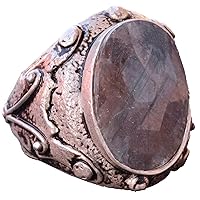Genuine Sapphire Real Gemstone Ring, 9.30 Carat, Sterling Silver Ring, Byzantine Ring