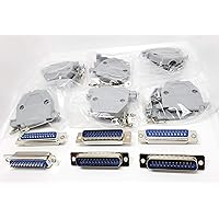 6 Sets Solder Cup DB25 Male + Plastic Hoods, 25 Pins D-Sub Connector & Hood Set, 12-Pack (6 DB25 Males + 6 Hoods)