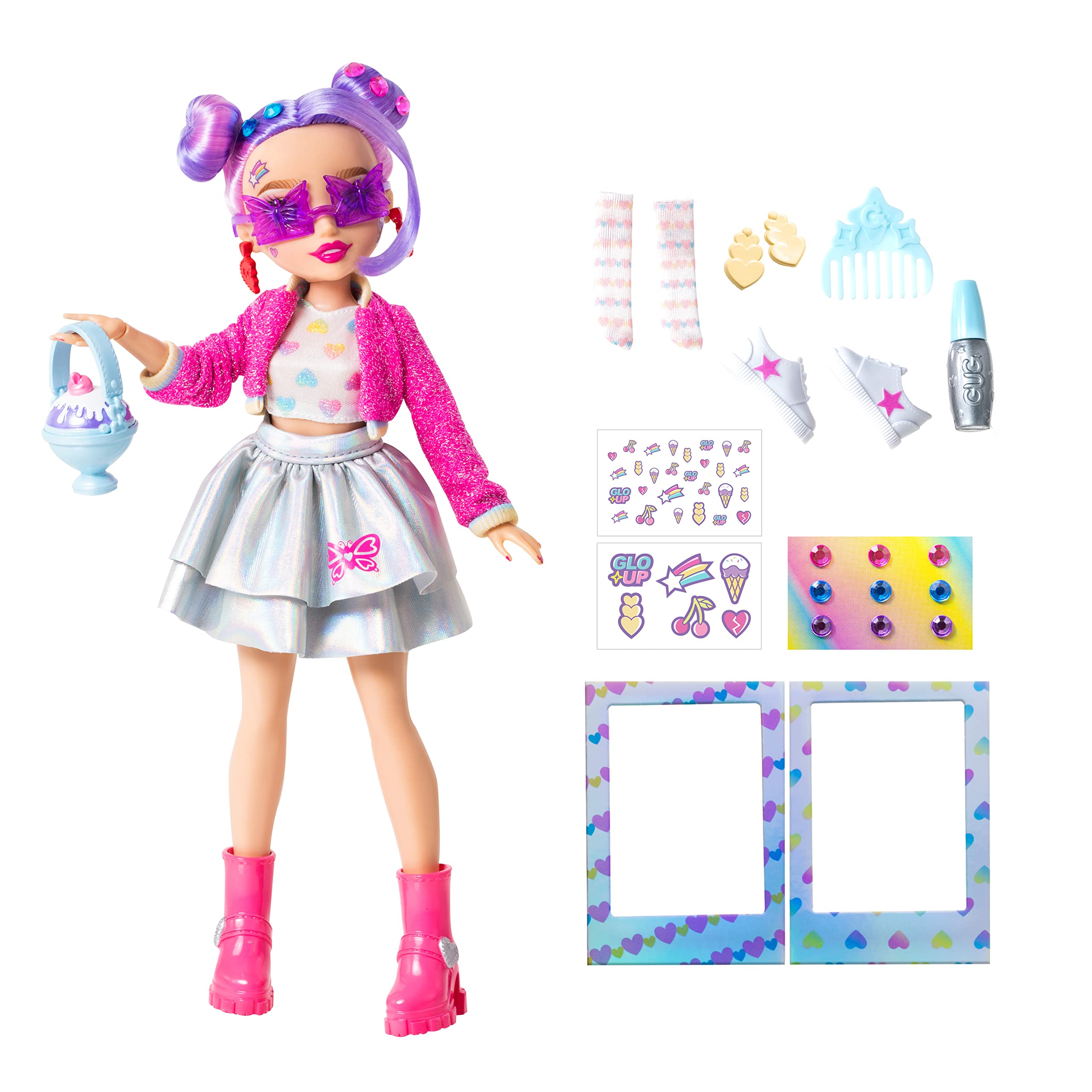 Far Out Toys GLO-UP Girls Season 2 Sadie Fashionista Fashion Doll, Dazzling Jewelry, Hair Gems, Accessories, Fashions, Face Stickers, Makeup, Nails