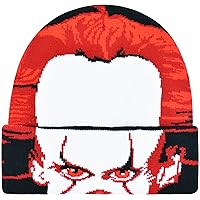 IT Pennywise Roll Down Winter Cuffed Beanie Hat, Black, One Size