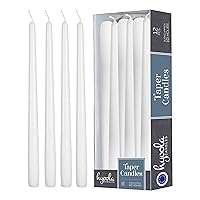 12 Pack Tall Taper Candles - 12 Inch White Dripless, Unscented Dinner Candle - Paraffin Wax with Cotton Wicks - 10 Hour Burn Time