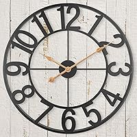 Extra Large Outdoor Clock, Oversized Outdoor Clocks for Patio/Pool, Vintage Metal Outdoor Clock Silent Battery Operated, European Industrial Skeleton Wall Clock for Backyard/Garden/Fence, 30 in