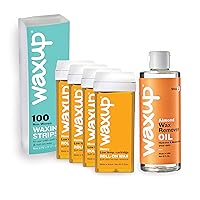 waxup Honey Roll On Wax Refill, Honey Roller Wax 4 Pack, 100 Waxing Strips, Almond Oil Wax Remover, Hair Removal Waxing Kit.