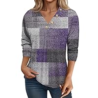 Women's Sweatshirts Trendy Fashion Blouses Dressy Casual V-Neck 3/4 Sleeve Loose Printed Top Blouses, S-3XL