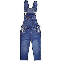 KIDSCOOL SPACE Baby Little Boys Slim Fit Jeans,Ripped Bib Pocket Fashion Denim Overalls