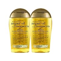 Set of 2 Extra Strength Renewing + Argan Oil of Morocco Penetrating Hair Oil Treatment, Deep Moisturizing Serum for Dry, Damaged & Coarse Hair, Paraben-Free, Sulfated-Surfactants Free, 3.3 Fl Oz