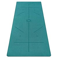 Ewedoos Yoga Mat with Alignment Marks, Yoga Mat Thick 1/4'' Textured Surfaces Exercise Mats for Home Workout Eco Friendly TPE Fitness Pilates Non Slip Yoga Mat with Strap