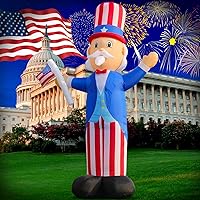 DomKom 12 FT Patriotic Independence Day 4th of July Inflatable Outdoor Decoration, Uncle Sam, LED Lights Holiday Blow Up for Fourth of July Party Garden Yard Lawn Decor