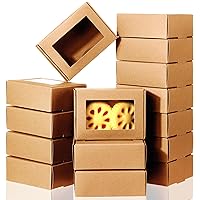 Zonon 30 Pcs Soap Boxes for Homemade Soap Boxes Soap Packaging Boxes Small Kraft Treat Boxes with Window Present Packaging Box for Candy Bakery Soap Making(Brown, 3.5 x 2.4 x 1.2 Inch)