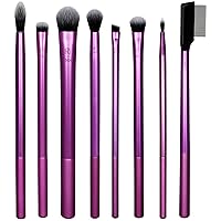 Real Techniques Everyday Eye Essentials Makeup Brush Set, Eye Brushes for Liner, Eyeshadow, Brows, & Lashes, Travel, Friendly, Synthetic Bristles, Cruelty-Free & Vegan, 8 Piece Set